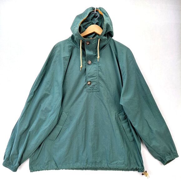 Vintage GAP Jacket Mens XL Green Hooded Nylon Button Zip 90s Anorak Windbreaker - Picture 1 of 10